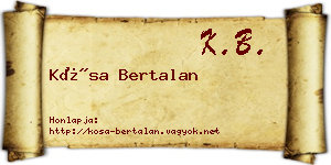 Kósa Bertalan névjegykártya